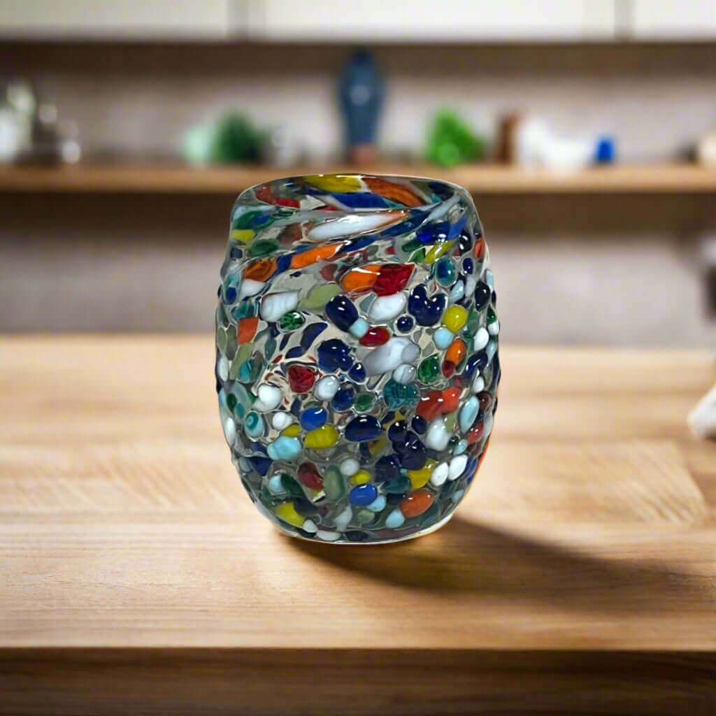 Rounded Mexican Shot Glass | Hand-Blown Mexican Confetti Glassware