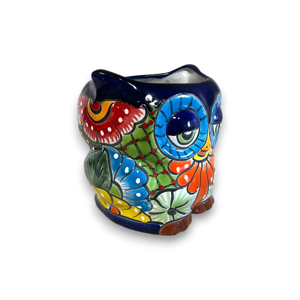 Talavera Owl Planter | Double-Faced Hand-Painted Pottery