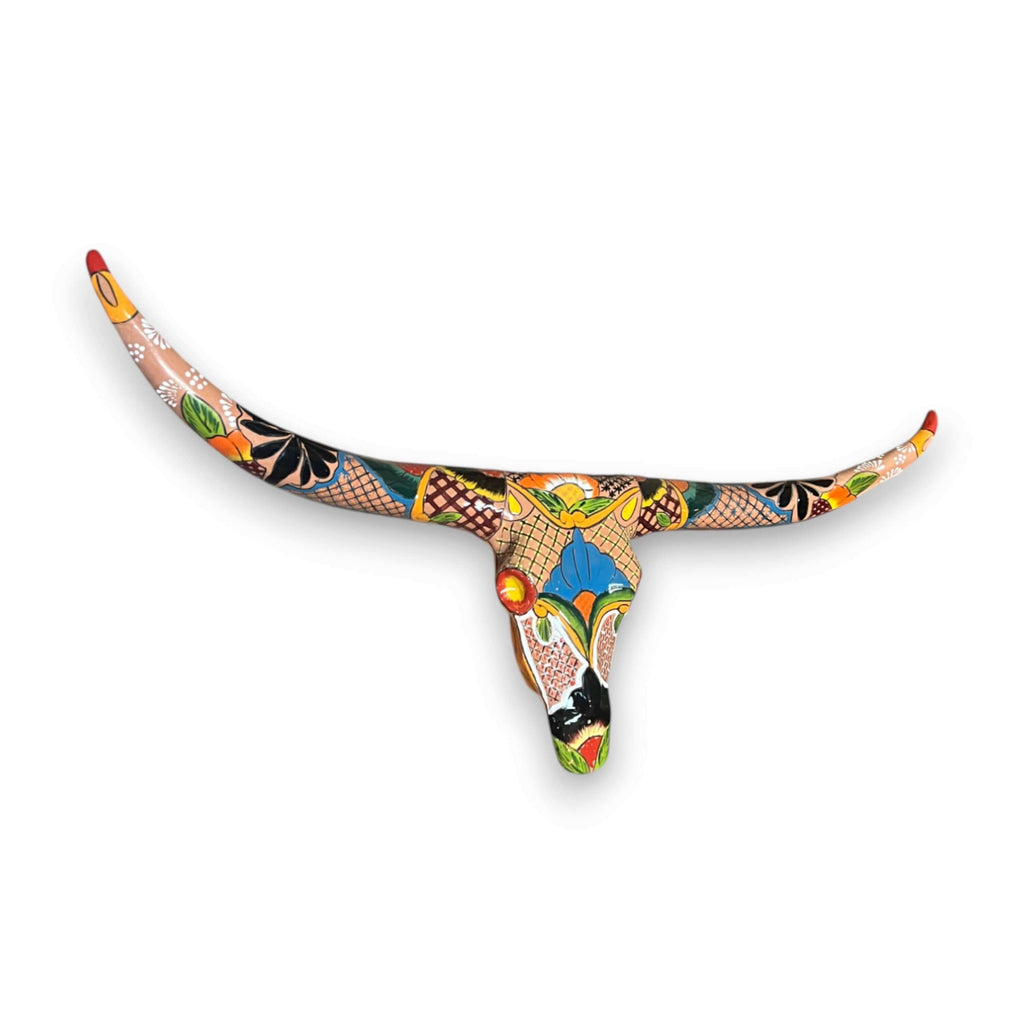 Talavera Longhorn Skull | Handmade Mexican Bull Wall Art