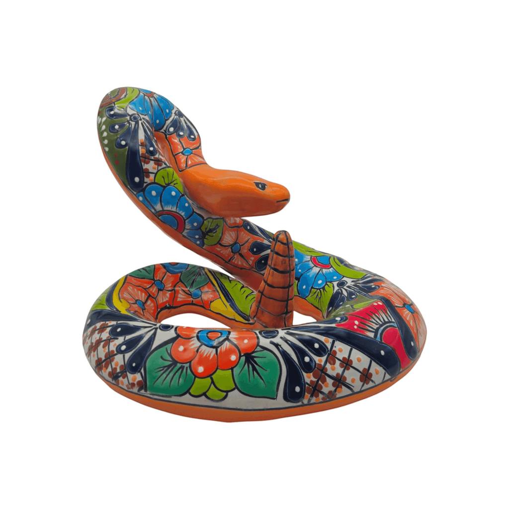 Colorful Talavera Snake Sculpture | Handmade Ceramic Art