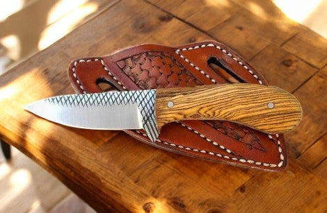 Handmade Cowboy Belt Knife | Rasp Steel & Olive Wood