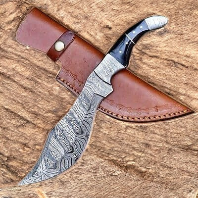 Handmade Damascus Bowie Knife with Buffalo Horn Handle