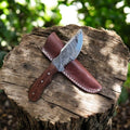 Custom Handmade Damascus Hunting Knife with Rosewood Handle