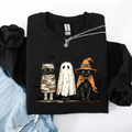 Shimmering Ghost Halloween Black Cats Boo Ghost Cats Retro Gothic Autumn Cat Mama Sweatshirt