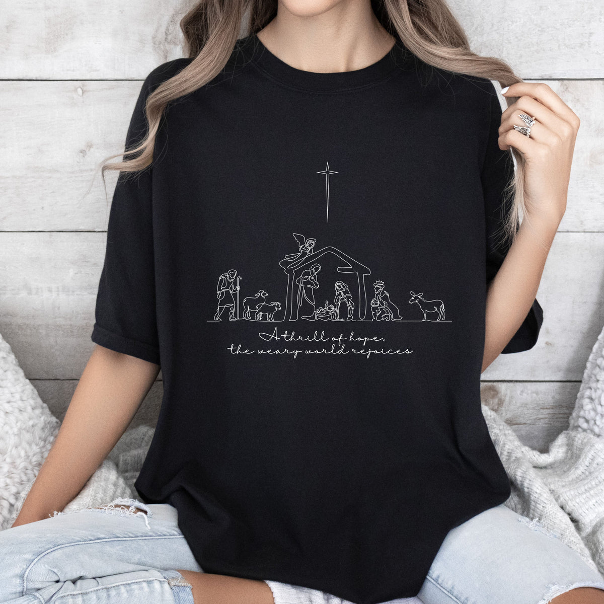 A Thrill Of Hope Chic Vintage Christmas Nostalgic Holiday Cheer Comfort Colors Tee