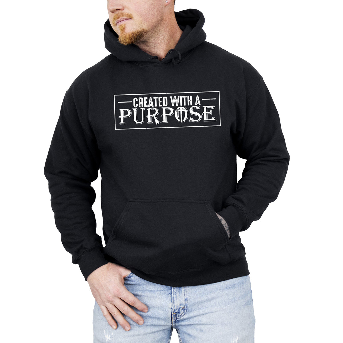 Created With A Purpose Faith Christian Jesus Gospel Religious Values Hooded Sweatshirt