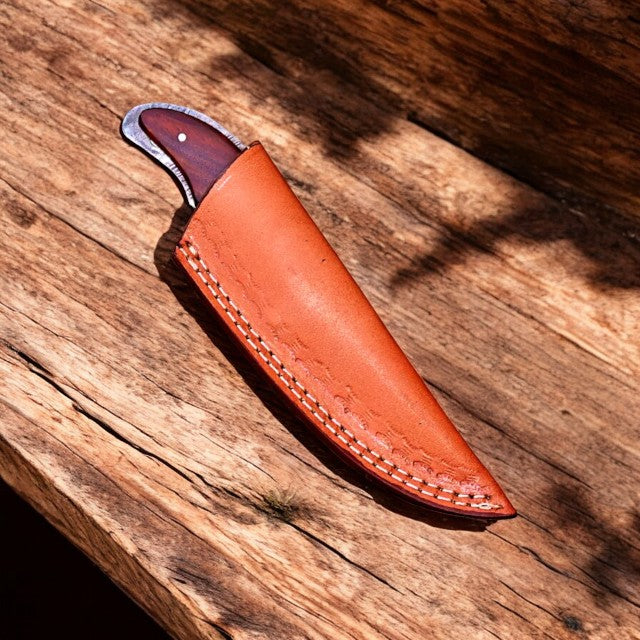 Handmade Damascus Hunting Knife with Rosewood Handle