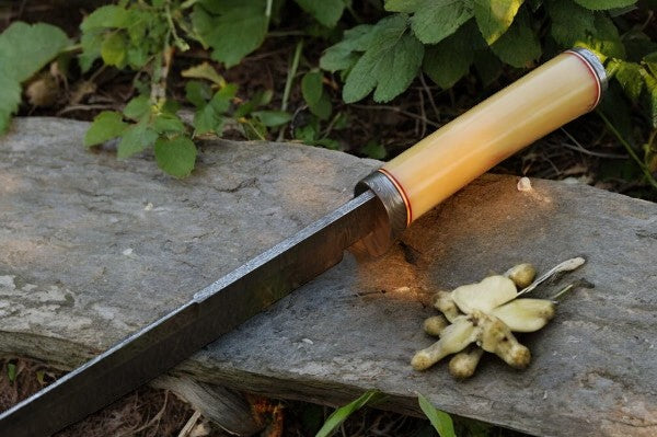 Handmade Damascus Bowie Knife with Bone Handle – 15"