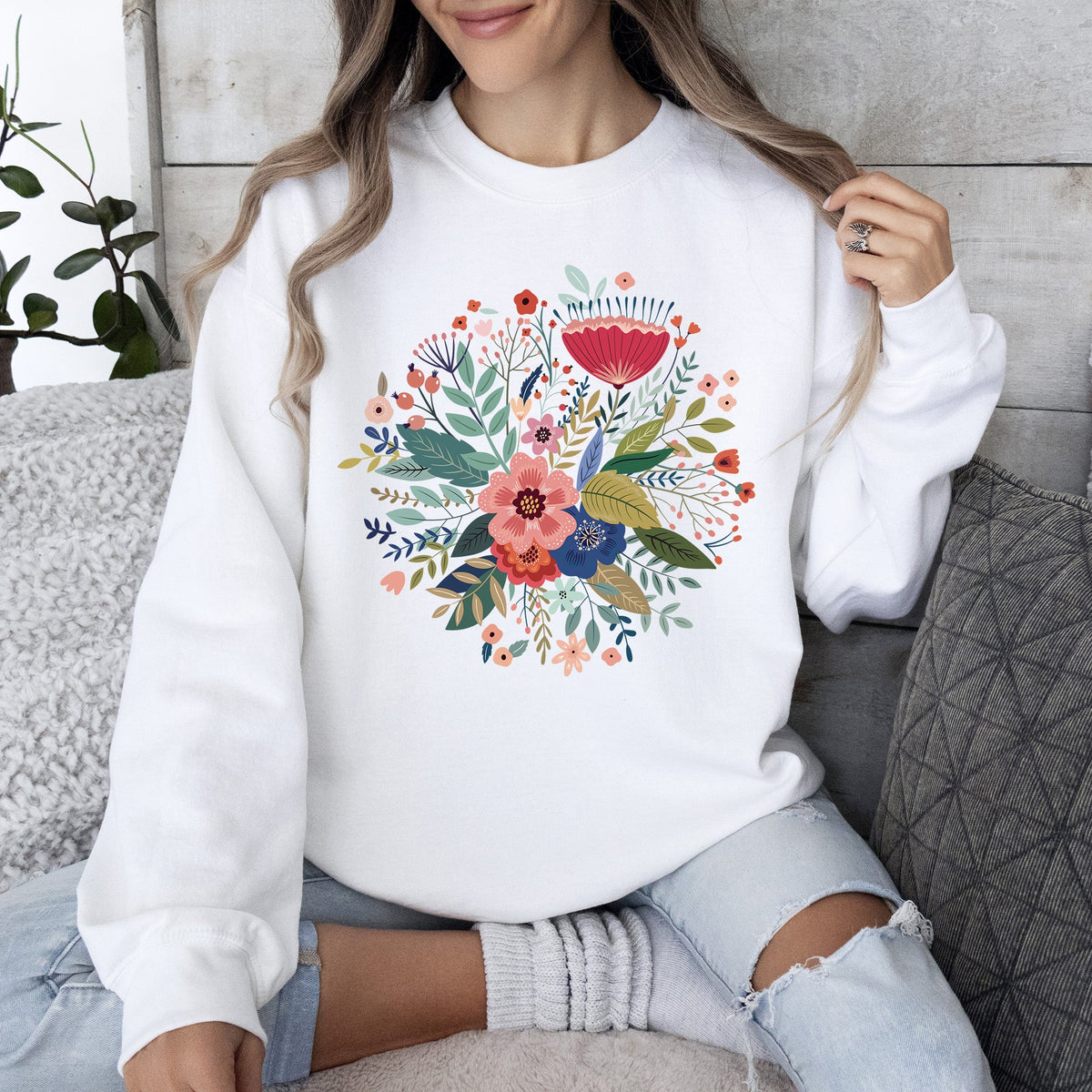 Circular Floral Folk Art Sweatshirt
