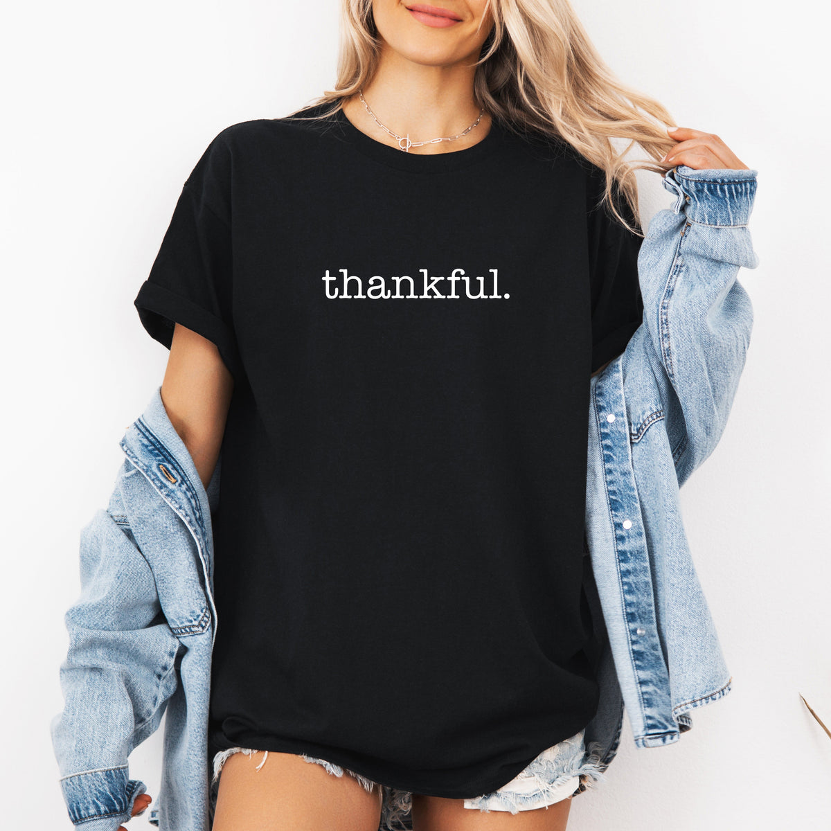Thankful Minimalist Thanksgiving Autumn Fall Cozy Rustic Heritage Landscape Graphic Tee