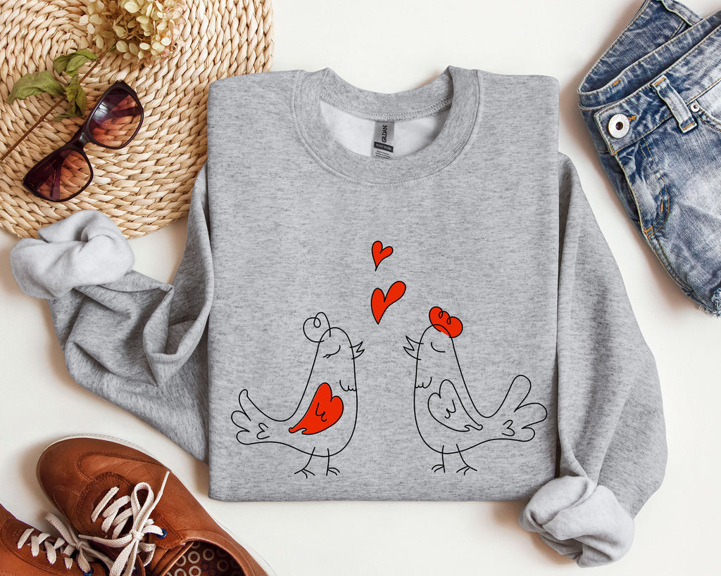 Retro Love Birds Valentines Day Nostalgic Vintage Card Illustrations Romance Edition Sweatshirt