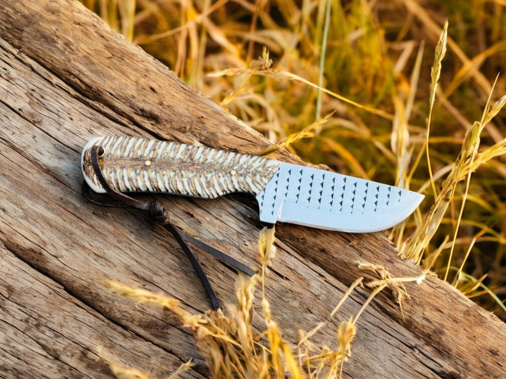 Best Ranch Cowboy Knife – 4" Rasp Steel Blade with Cross-draw Sheath