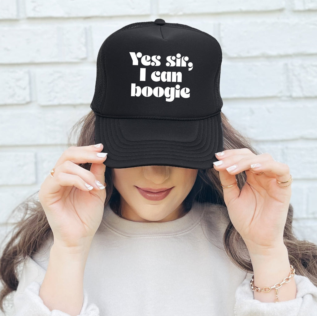 Yes Sir, I Can Boogie Slogan Trucker Hat With Adjustable Back Strap And Premium Stitching