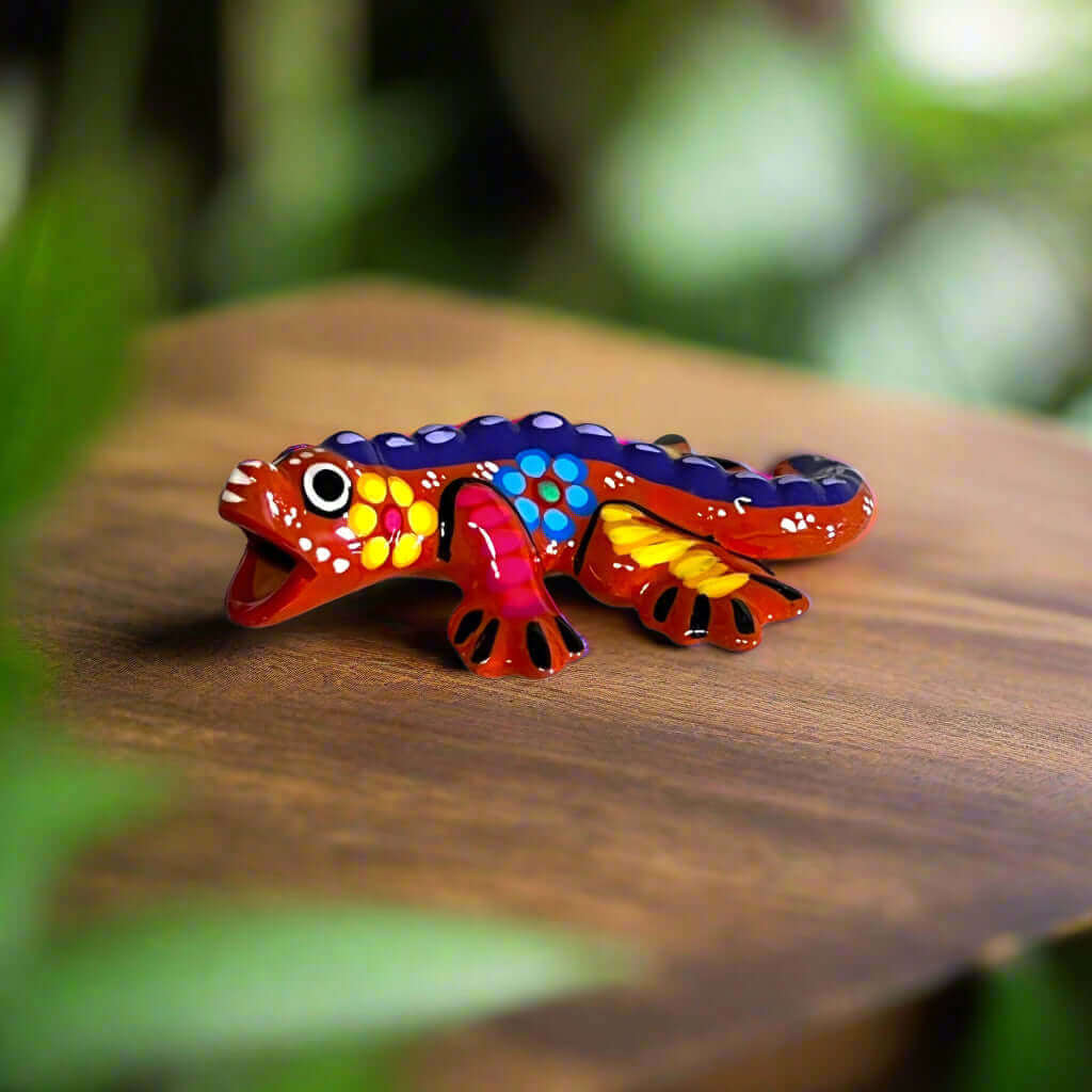Guerrero Iguana Figurine | Colorful Hand-Painted Mexican Folk Art