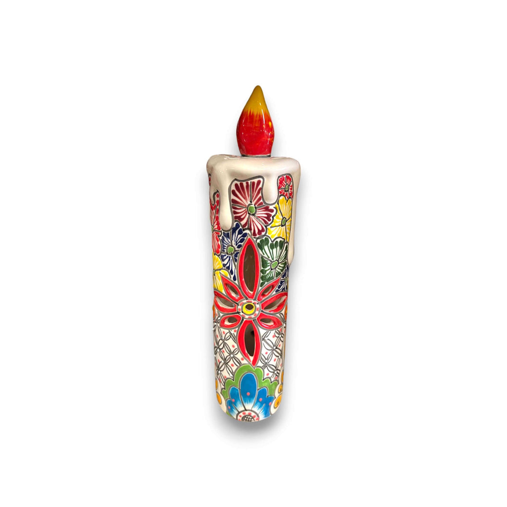 Talavera Candle Figurine | Hand-Painted Decorative Mexican Ceramic Art