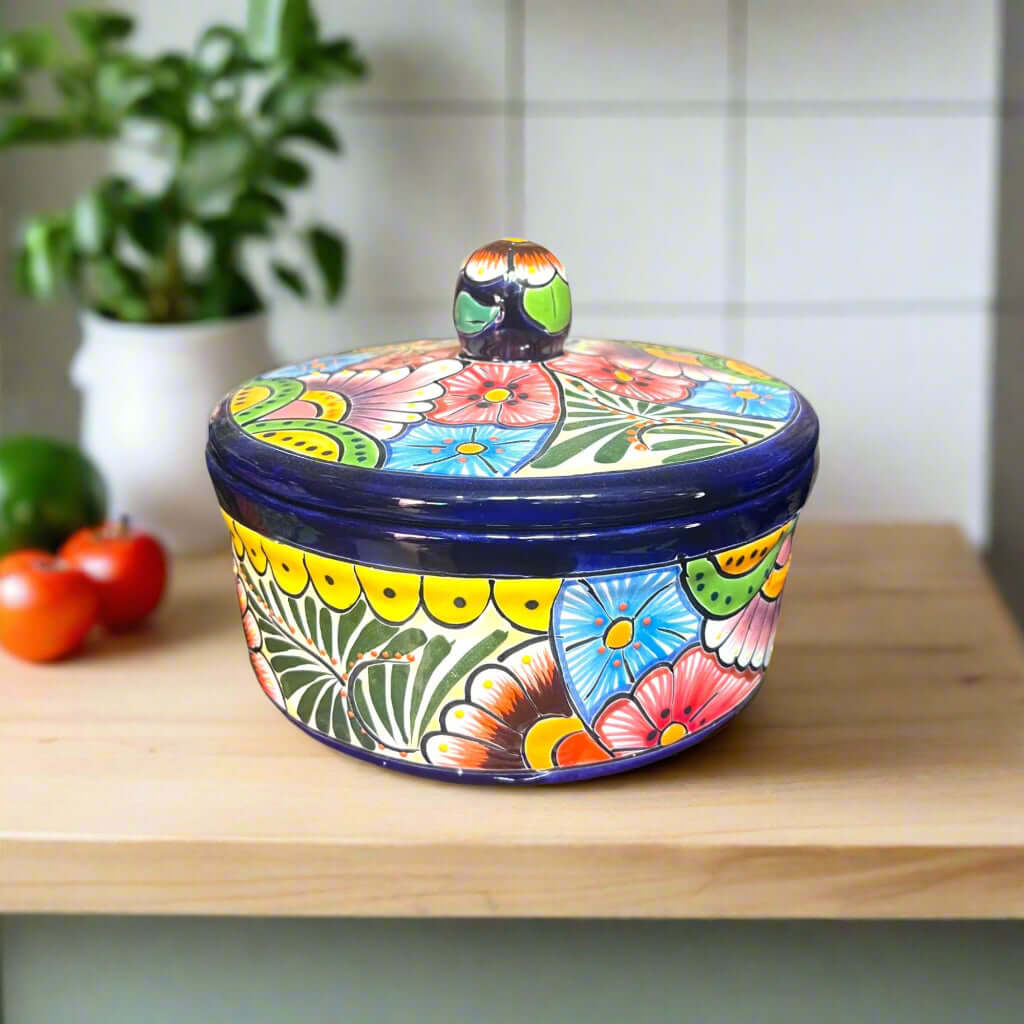 Talavera Tortilla Warmer | Hand-Painted Mexican Ceramic Dish