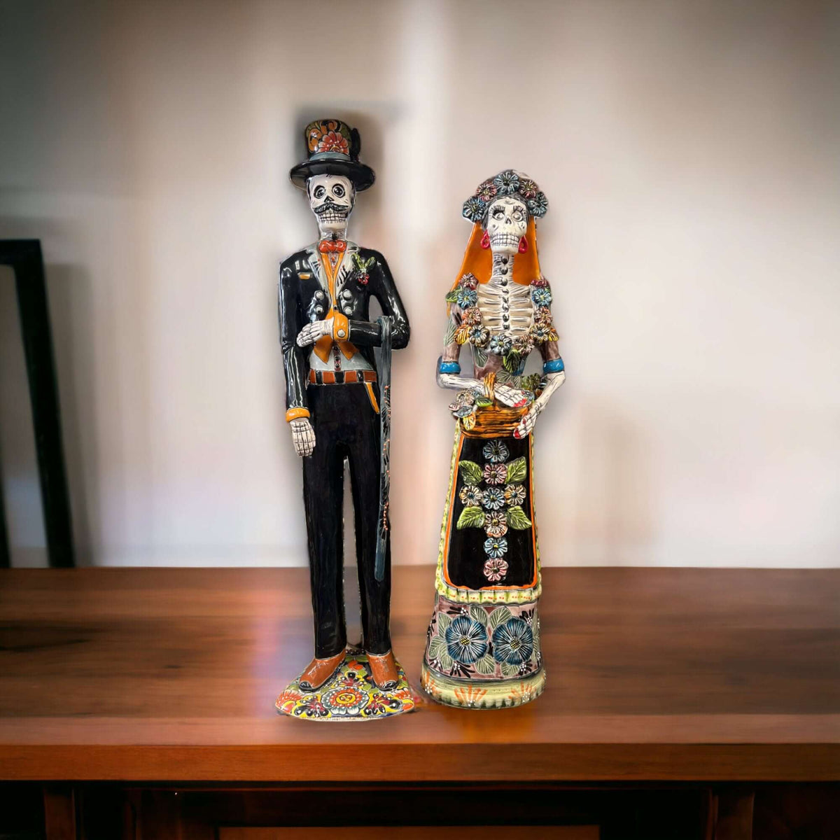 Talavera Skeleton Bride & Groom Set | Day of the Dead Pottery