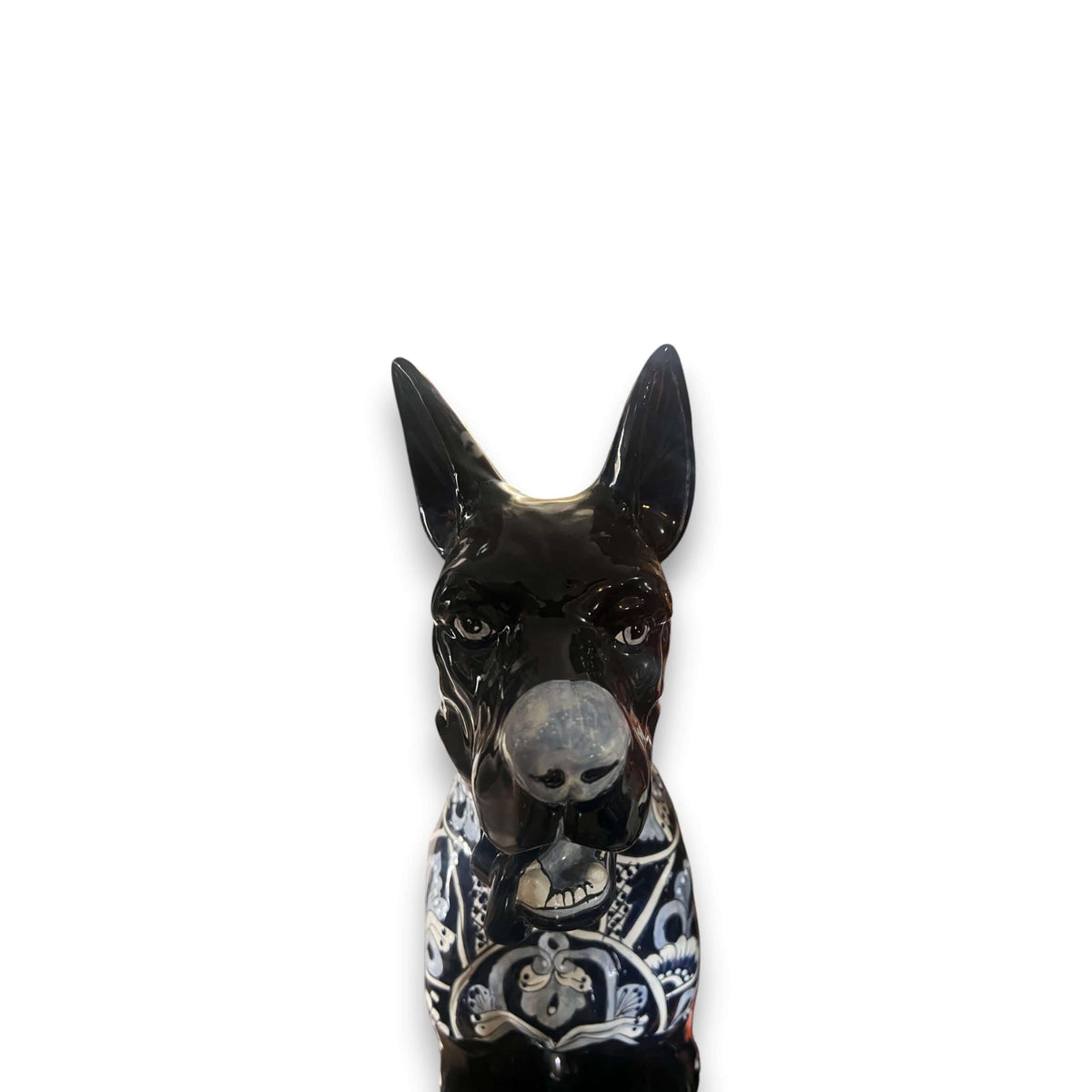 Blue & White Talavera Dog Statue | Handmade Ceramic Art