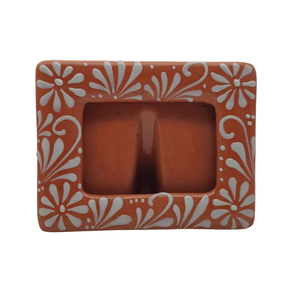 Handmade Talavera Photo Frame | Terracotta & White Design