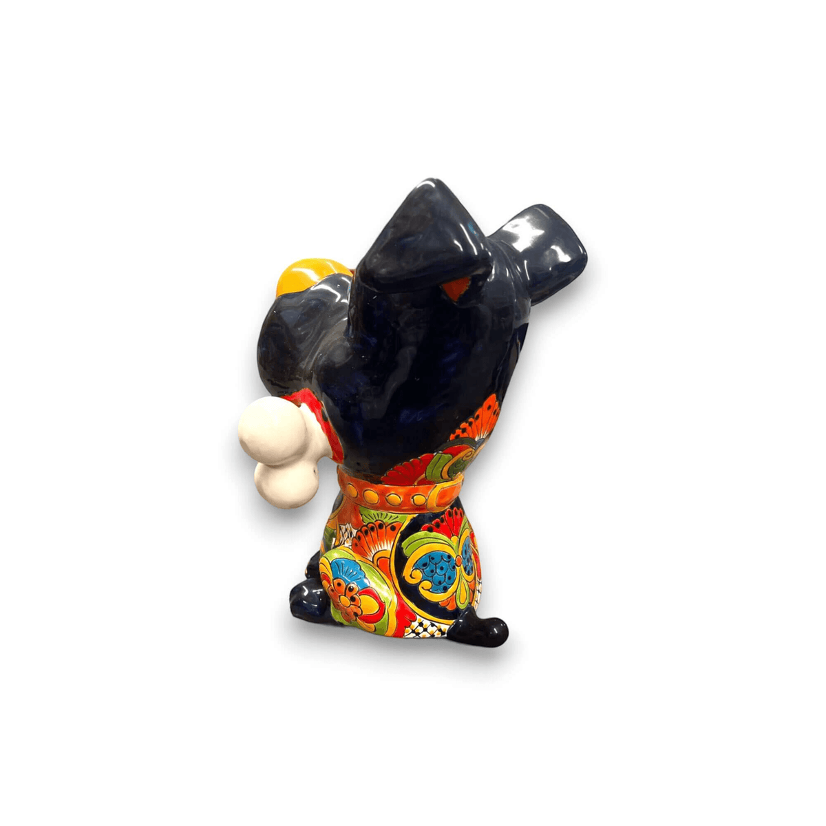 Talavera Dog with Bone | Hand-Painted Ceramic Canine Decor