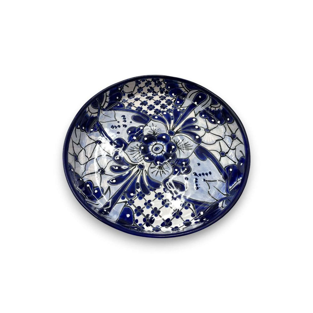 Handmade Talavera Appetizer Tray | Blue and White Sectional Platter