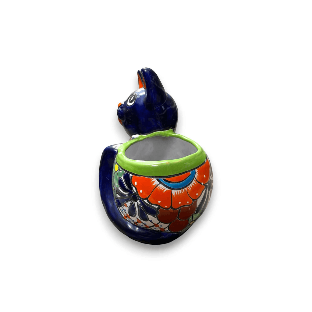 Handmade Cat Planter | Hand-Painted Cat Talavera Artwork