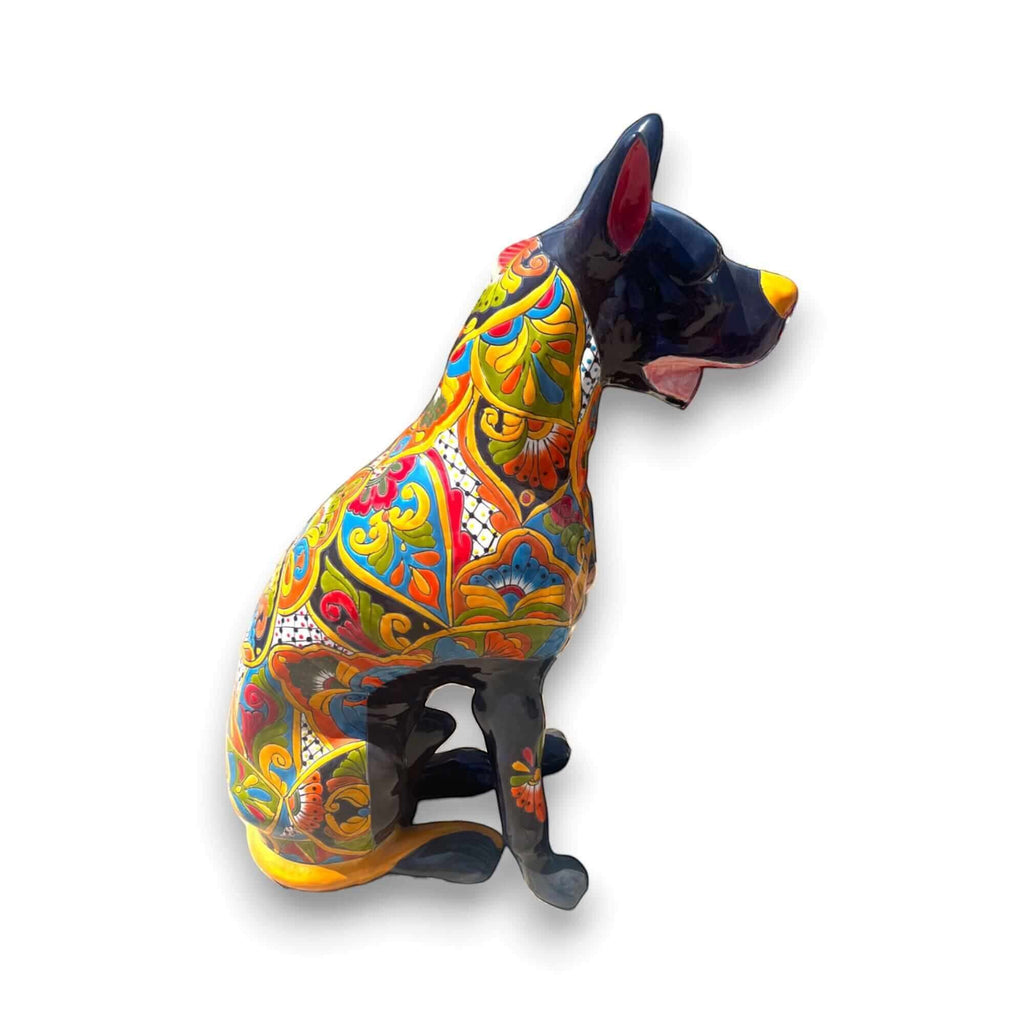 Huge Talavera Dog Statue | Colorful Mexican Ceramic Statue