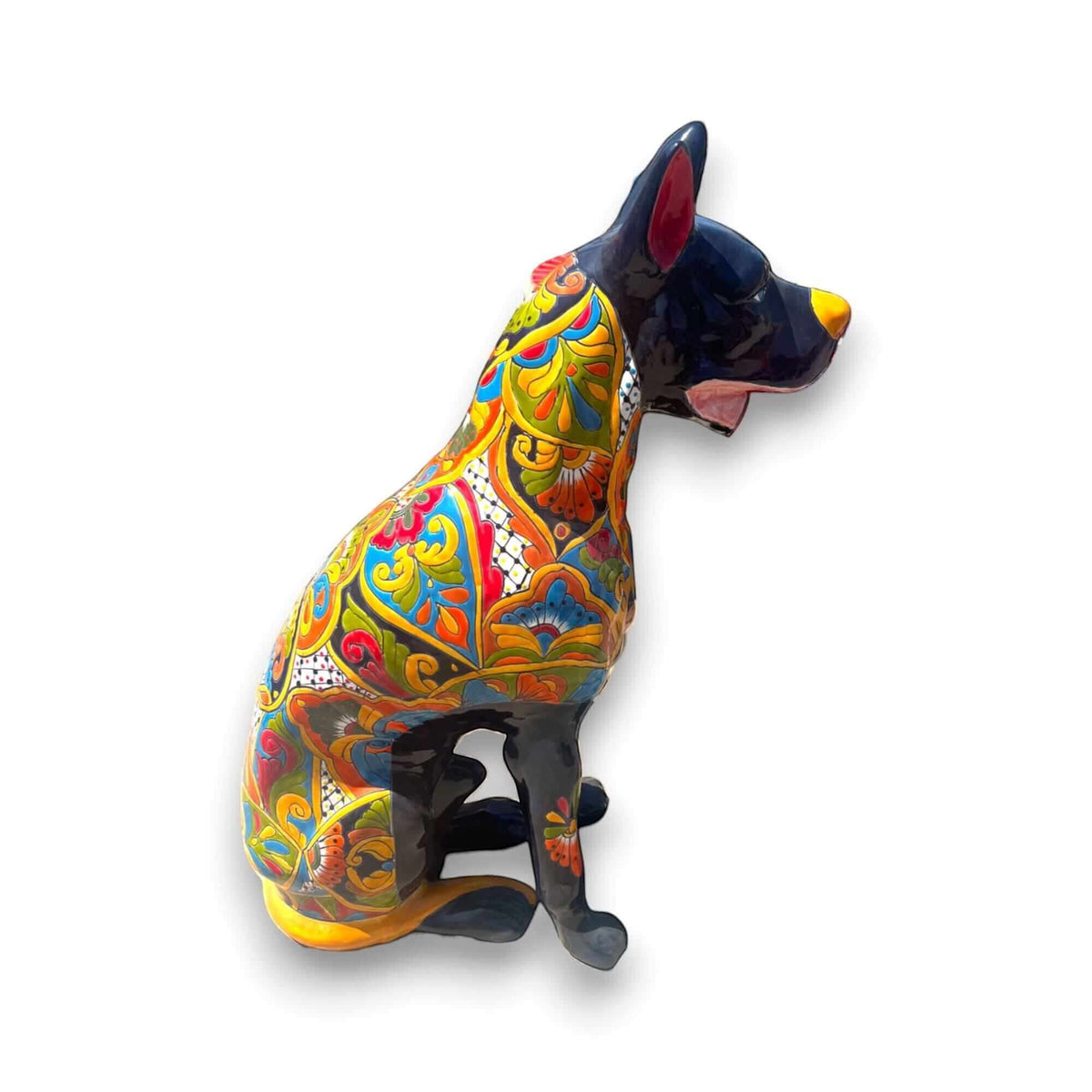 Huge Talavera Dog Statue | Colorful Mexican Ceramic Statue