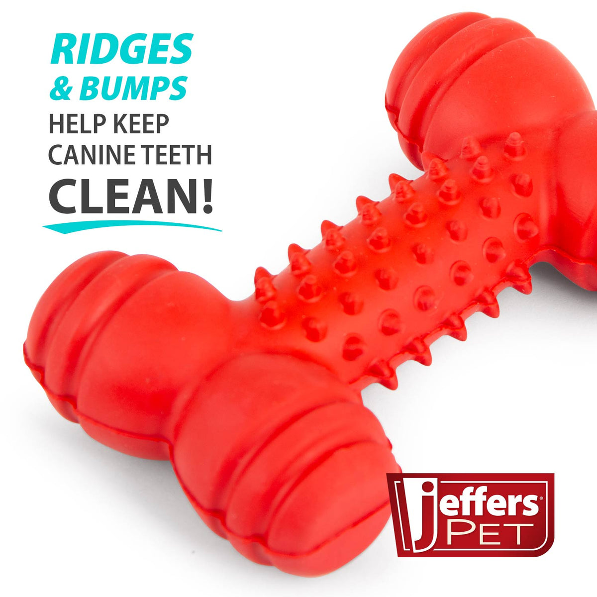 Jeffers Red Dental Bone Natural Rubber Dog Chew Toy for Healthy Teeth and Gums