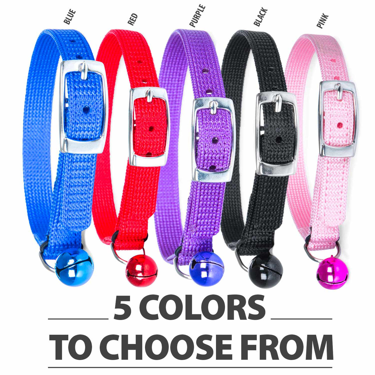 Jeffers Solid Adjustable Nylon Cat Collars