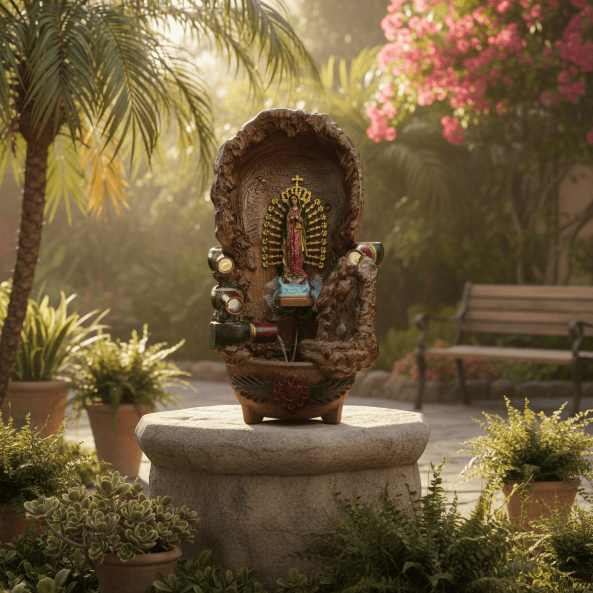 Mexican Outdoor Fountain | Painted Traditional Water Feature