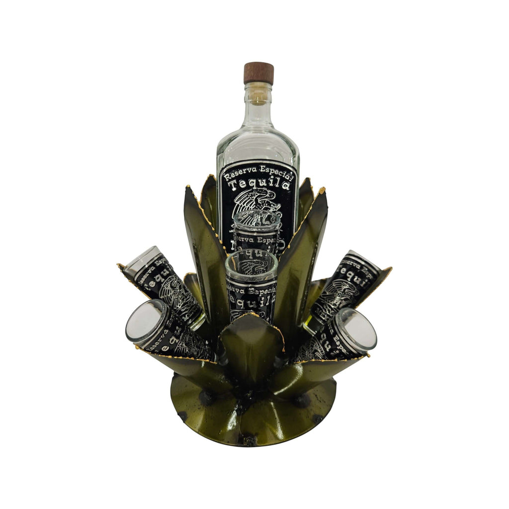 Mexican Tequila Decanter Set | Agave Metal Bar Display