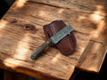 Handmade Damascus Bull Cutter Knife with Walnut Handle