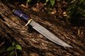 Handmade Damascus Steel Bowie Knife with Exotic Wood Handle - 15 Inches