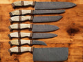 Handmade Damascus Kitchen Knives Set – Bone & Rosewood