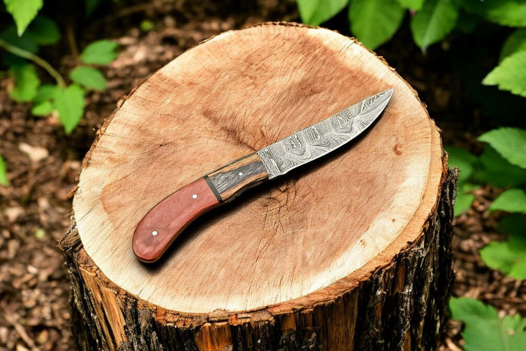 Handmade Damascus Hunting Knife with Exotic Wood Handle
