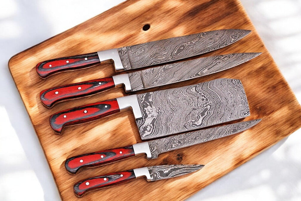 Premium Damascus Kitchen Knives Set – Handmade & Durable