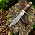Custom Handmade Bowie Knife - 14" Damascus Steel Blade, Rosewood & Bone Handle