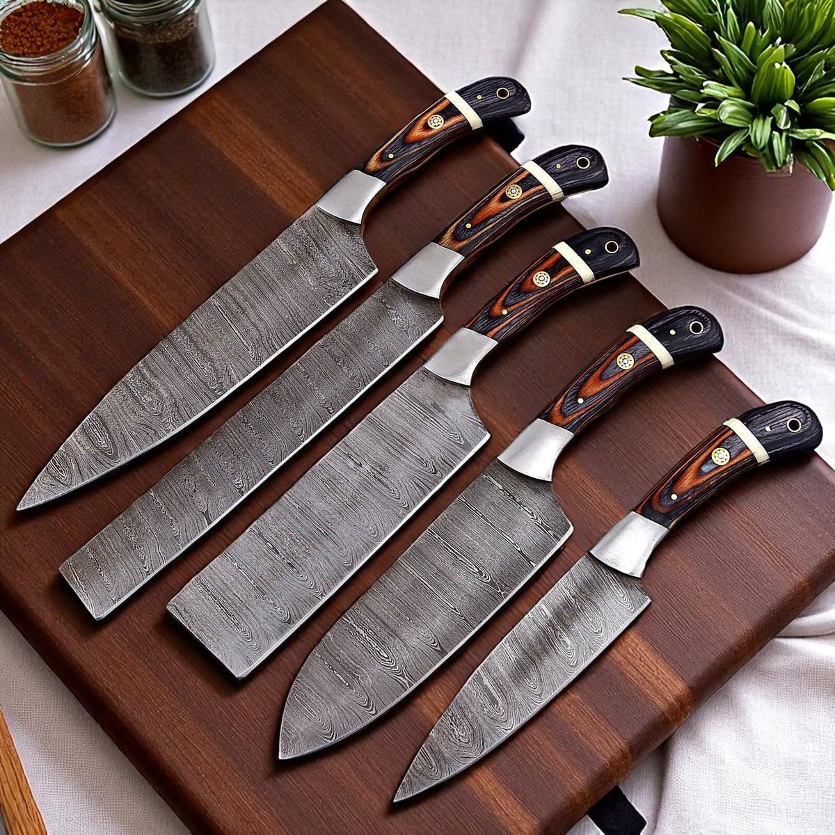 Best Japanese Knife Set – 5-Piece Full Tang Damascus Collection