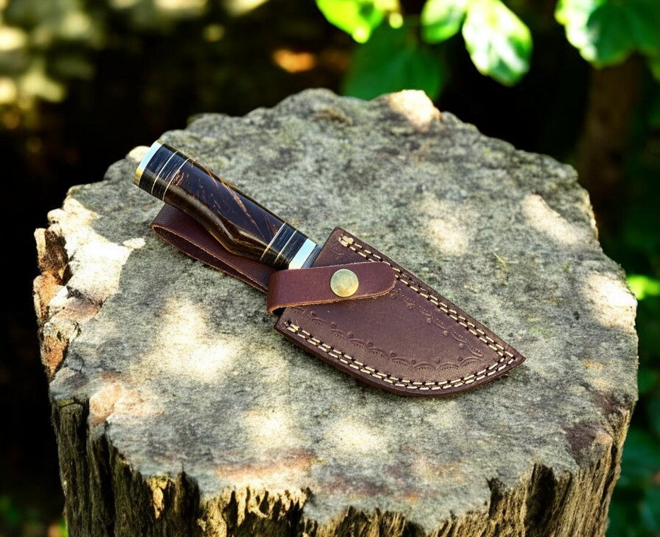 Custom Handmade Damascus Hunting Knife with Epoxy Handle