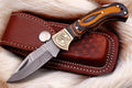 Custom Handmade Damascus Pocket Knife with Exotic Wood Handle