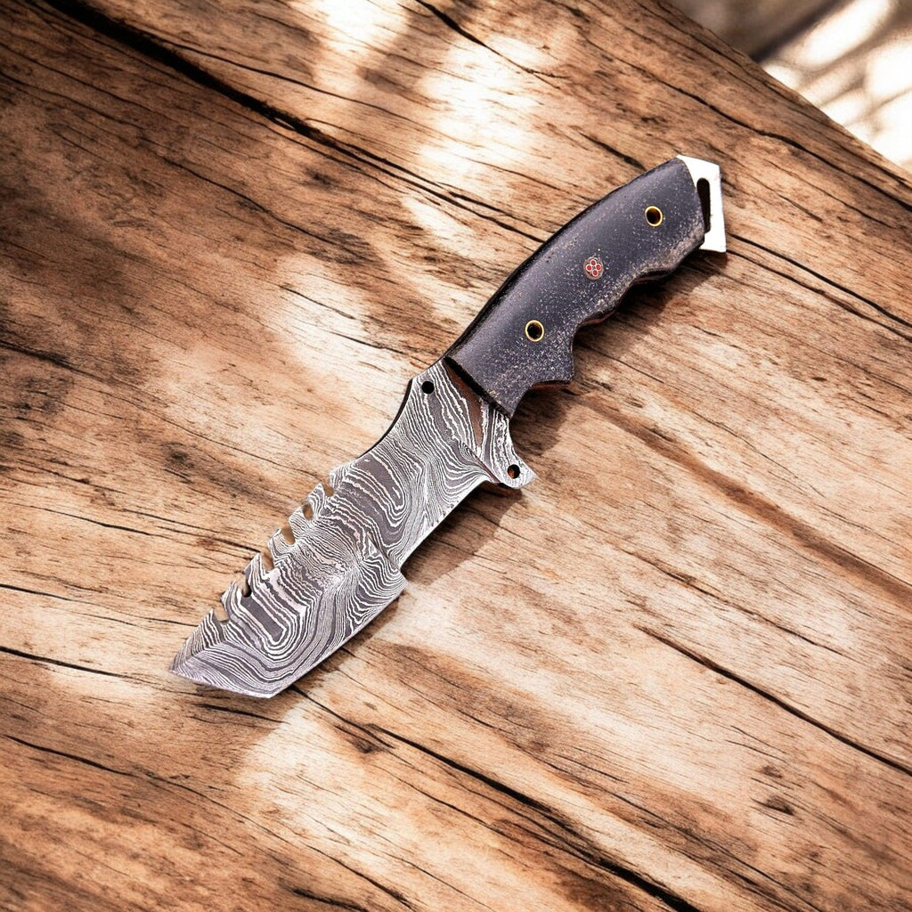Handmade Damascus Tanto Hunting Knife with Micarta Handle