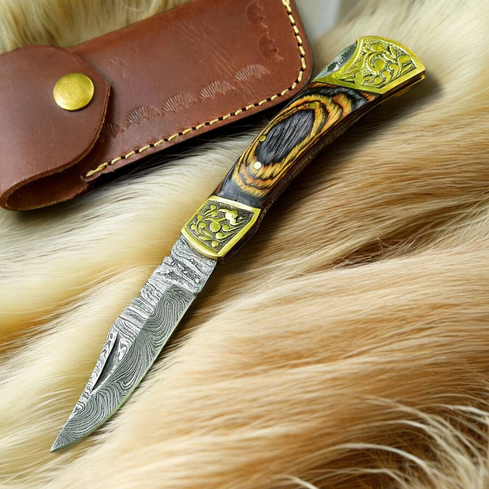 Custom Handmade Damascus Steel Pocket Knife - 3"