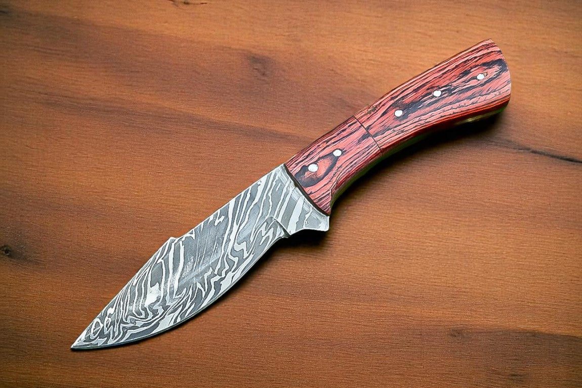 Handmade Damascus Hunting Knife with Wood Handle
