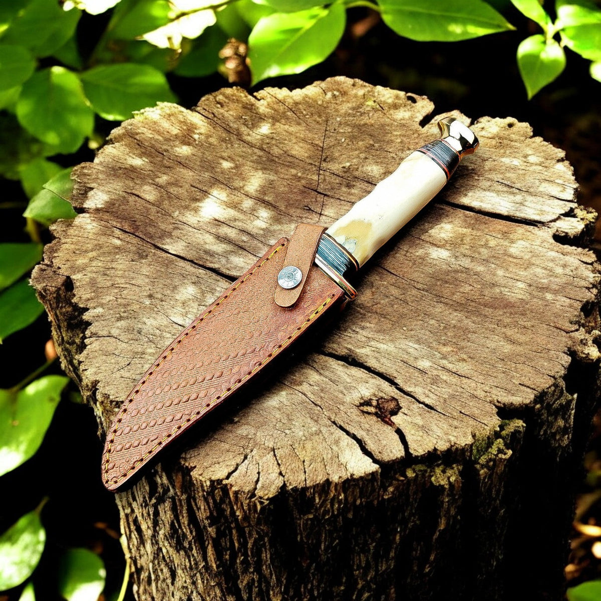 Custom Handmade Bowie Knife - D2 Steel Blade with Bone Handle