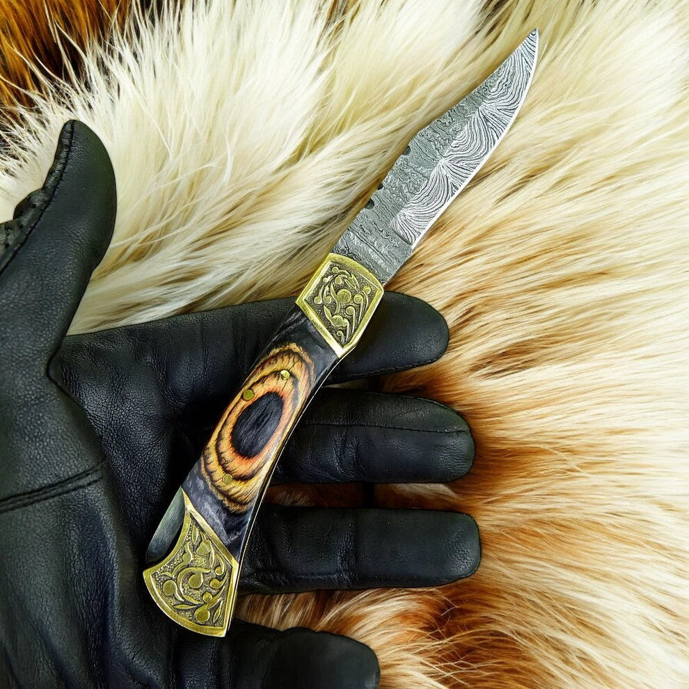 Custom Handmade Damascus Steel Pocket Knife - 3"