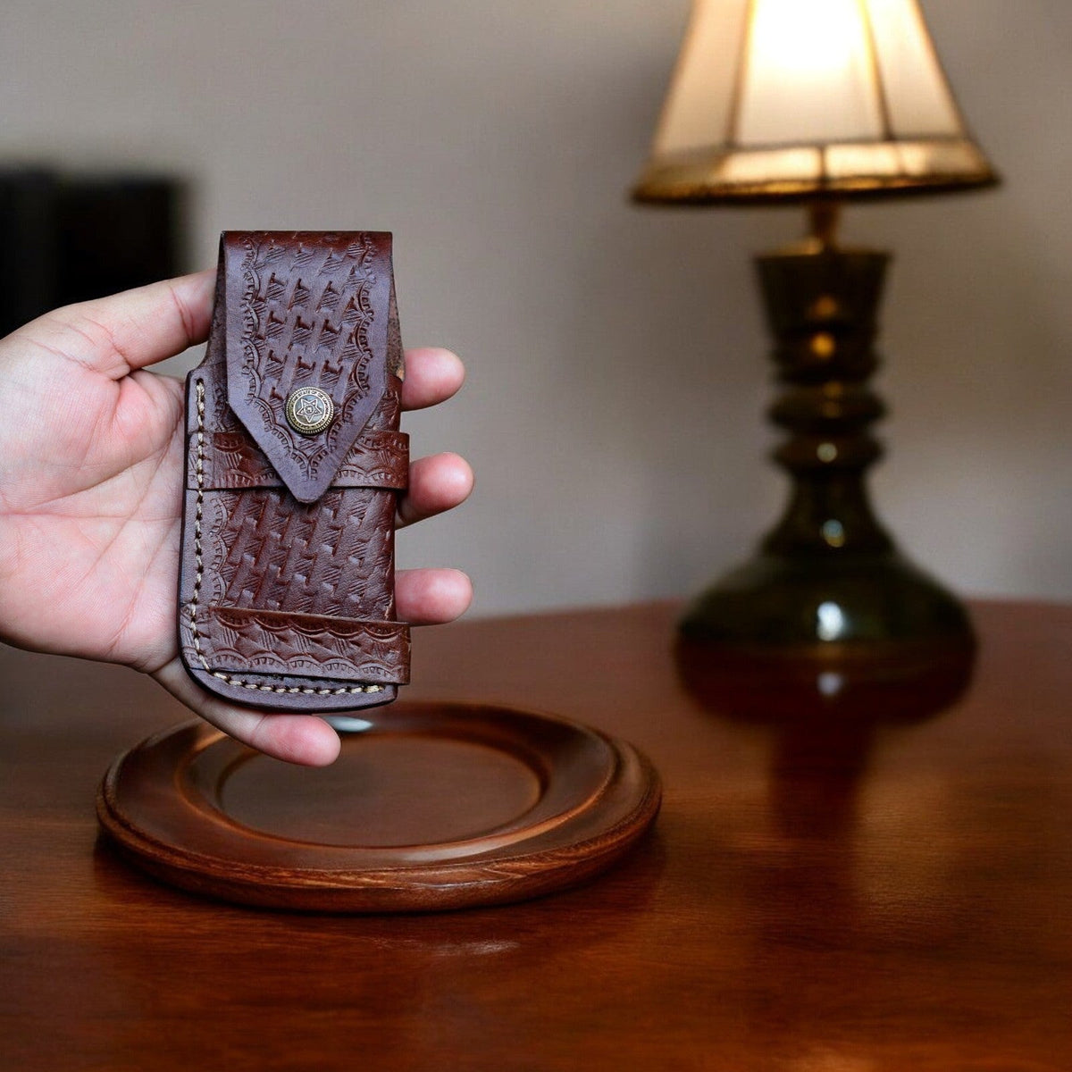 Exotic Wood Damascus Pocket Knife – Handmade & Sharp