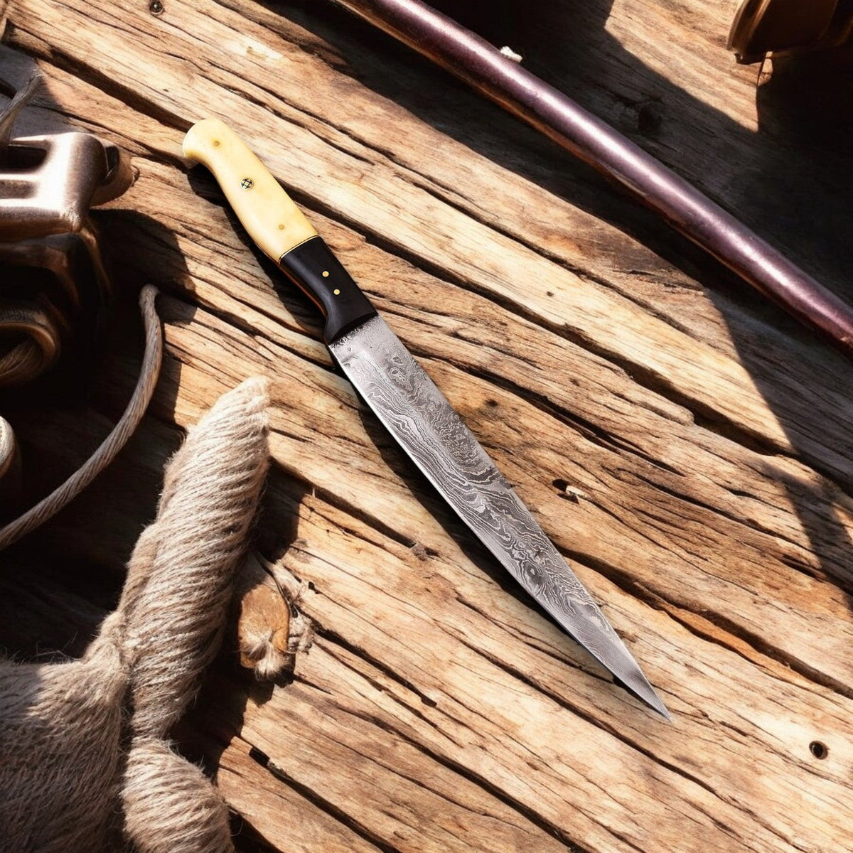 Handmade Damascus Steel Fillet Knife – 6.5" Blade