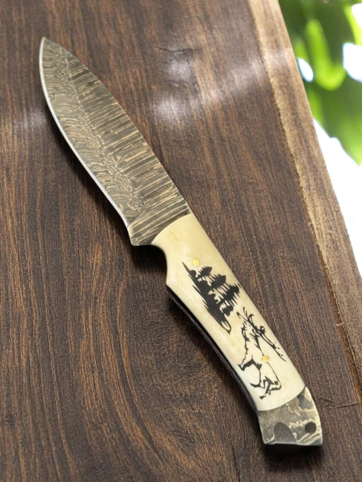 Custom Handmade Damascus Steel Hunting Knife 8"