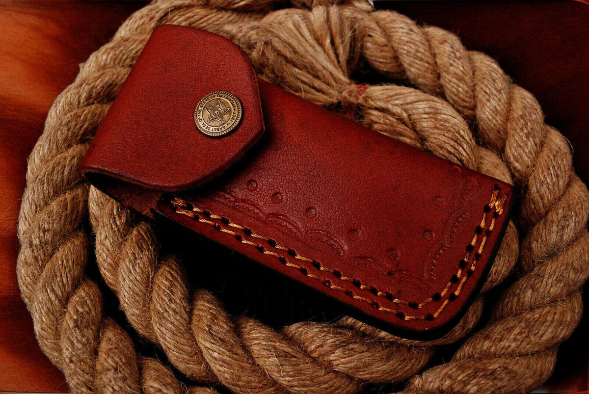 Custom Handmade Damascus Pocket Knife – Blue Exotic Wood